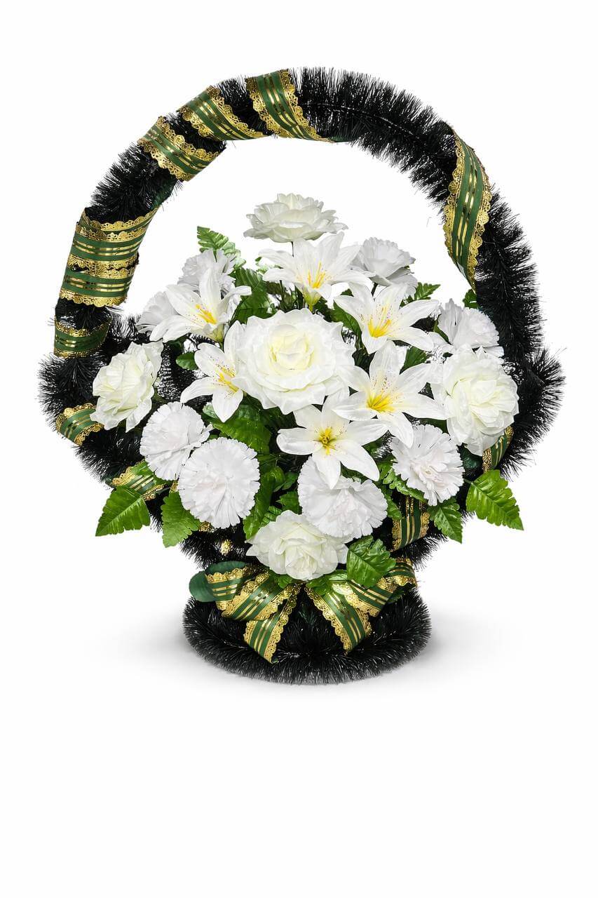 Корзина Ладья белая с золотой лентой